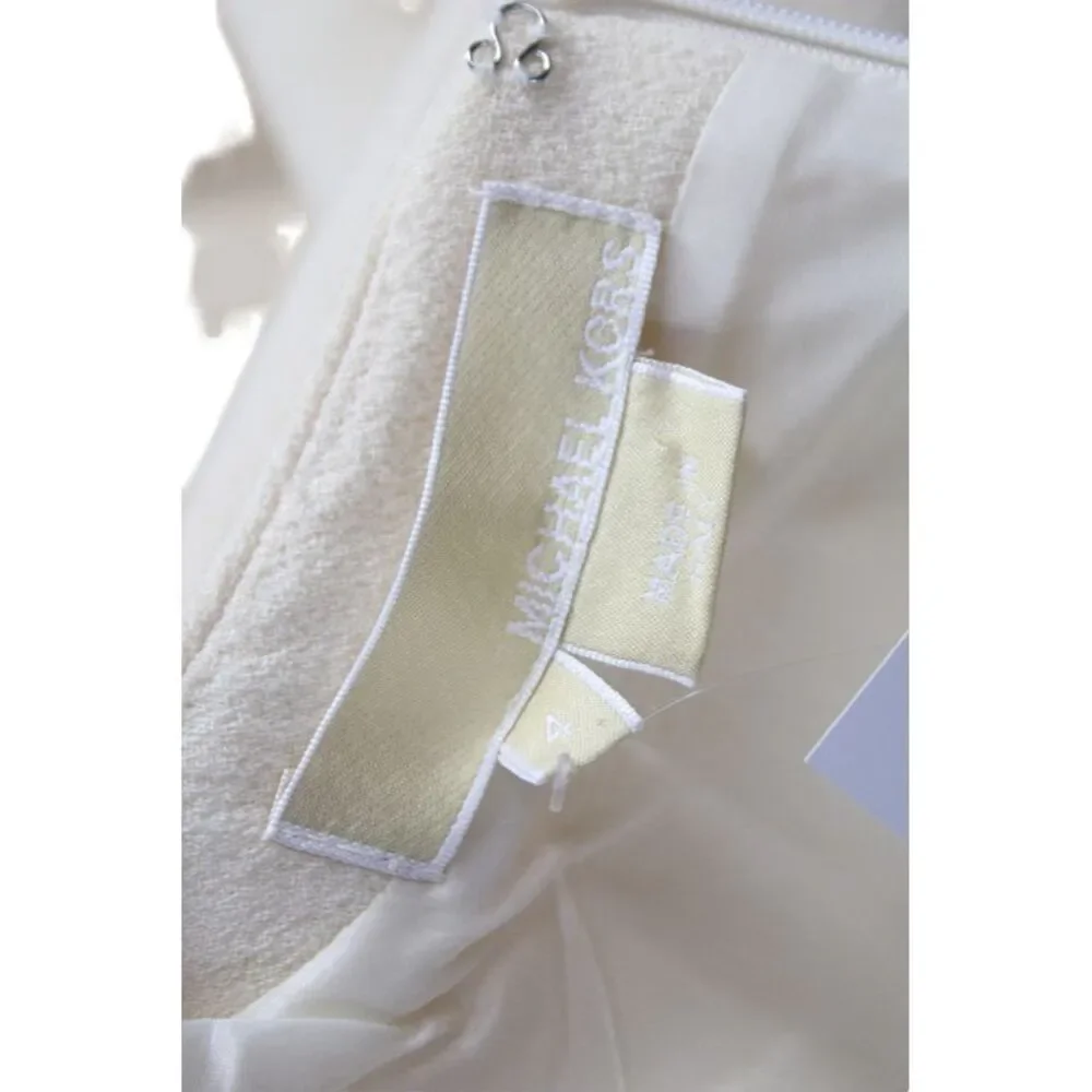 Michael Kors Womens Sheath Dress Ivory Virgin Wool Zip Short Sleeve Size 4